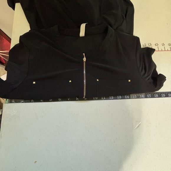 PerSeption Concept Black Short Sleeve Zip Front Dress Size S - Picture 6 of 9